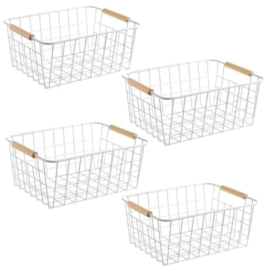 White Wire Baskets for Organizing with Handles Pantry Organizers and Storage For Kitchen, Household Snack Basket for Cabinets,
White Wire Baskets for Organizing with Handles Pantry Organizers and Storage For Kitchen, Household Snack Basket for Cabinets,