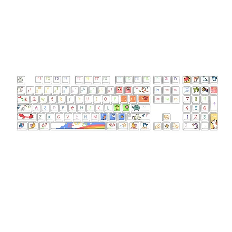 Double skin milk pudding PBT sublimation side transparent light personality cute theme mechanical keyboard keycaps full set
Double skin milk pudding PBT sublimation side transparent light personality cute theme mechanical keyboard keycaps full set