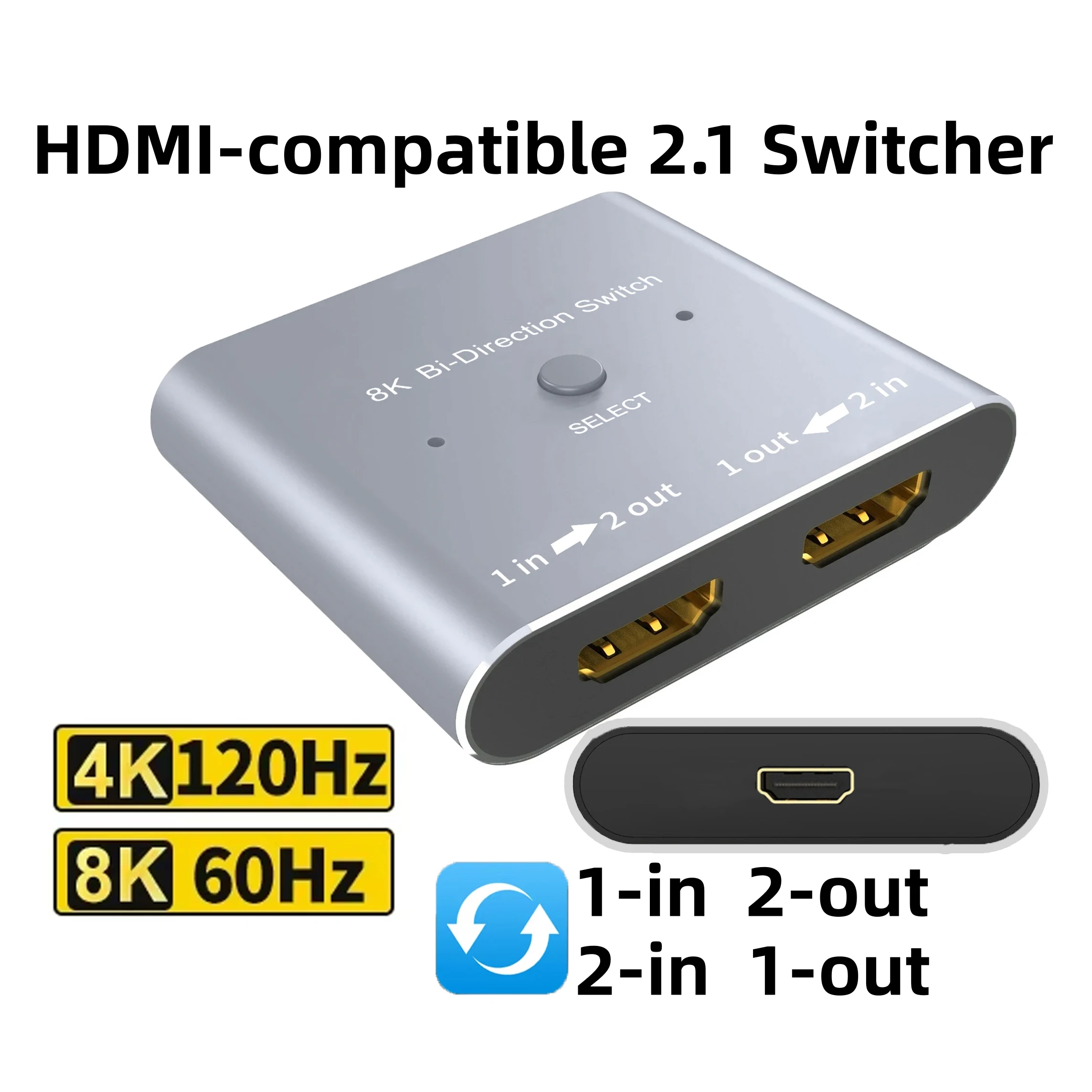 Bi-Directional 8K HDMI-compatible Switch Splitter 1-in 2-Out 8K 4k@120Hz for Dual Monitor Support HDCP 2.3 HDR for Laptops PCs
Bi-Directional 8K HDMI-compatible Switch Splitter 1-in 2-Out 8K 4k@120Hz for Dual Monitor Support HDCP 2.3 HDR for Laptops PCs