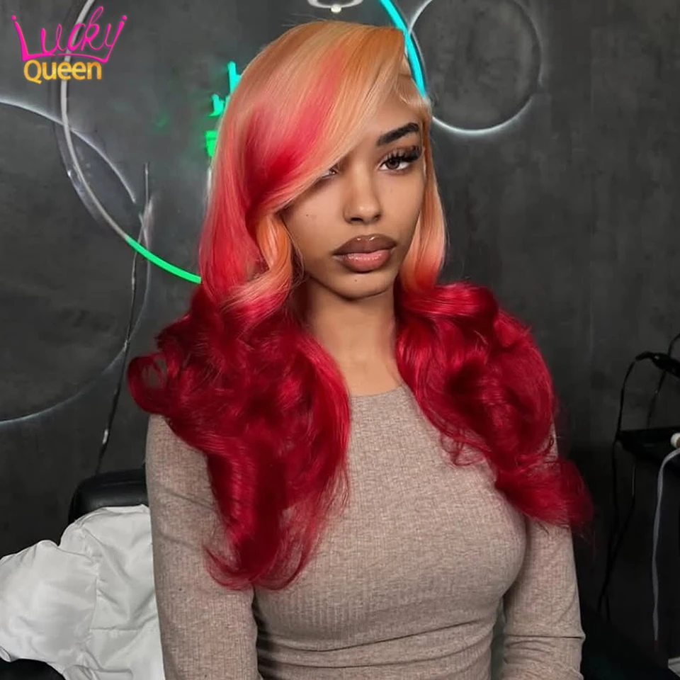 Human Hair Ombre Red 613 Colorful Wigs 180 Density Body Wave Pre Plucked 13X6 For Women Transparent Lace Frontal Brazilian Hair
Human Hair Ombre Red 613 Colorful Wigs 180 Density Body Wave Pre Plucked 13X6 For Women Transparent Lace Frontal Brazilian Hair