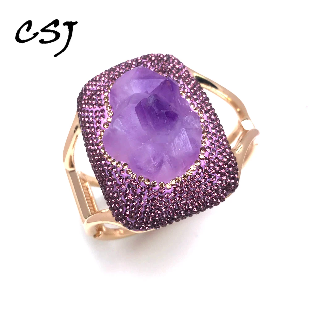 CSJ Big Natural Amethyst Raw Bangle Bracelet for Women Birthday Party Handmade Jewelry Gift
CSJ Big Natural Amethyst Raw Bangle Bracelet for Women Birthday Party Handmade Jewelry Gift