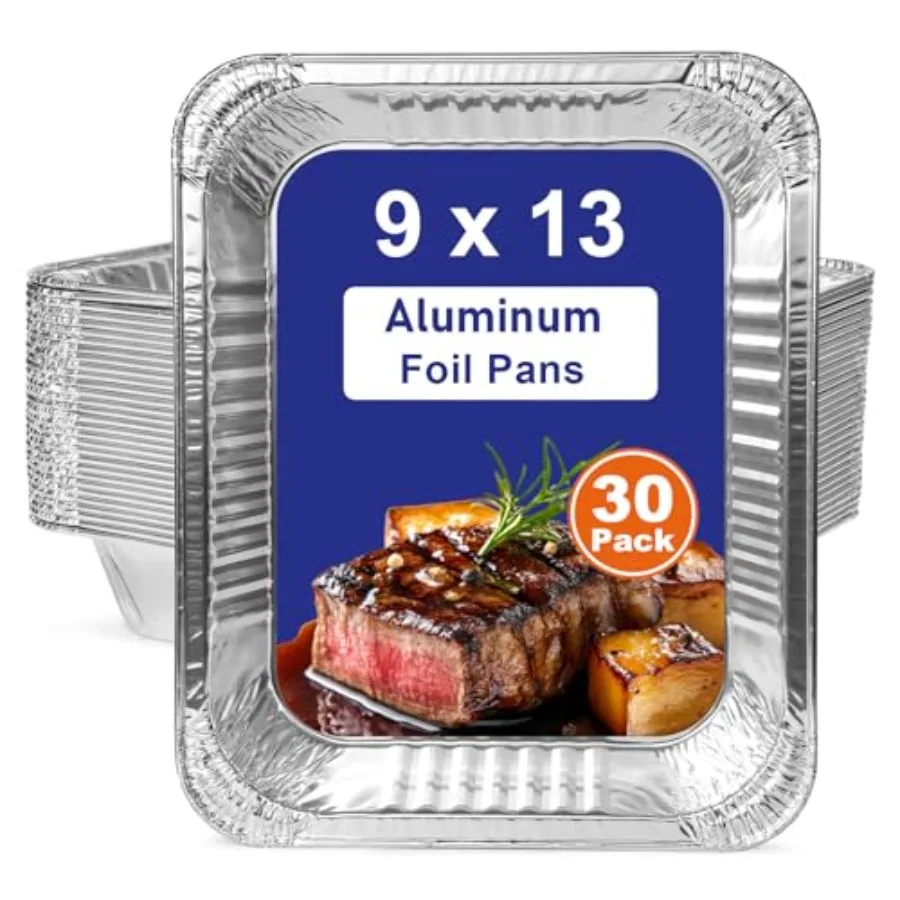 9x13 Aluminum Pans Disposable, 30 Pack Large Tin Foil Pans, Heavy Duty Aluminum Trays for Baking, Cooking, Turkey - Parties, Th
9x13 Aluminum Pans Disposable, 30 Pack Large Tin Foil Pans, Heavy Duty Aluminum Trays for Baking, Cooking, Turkey - Parties, Th