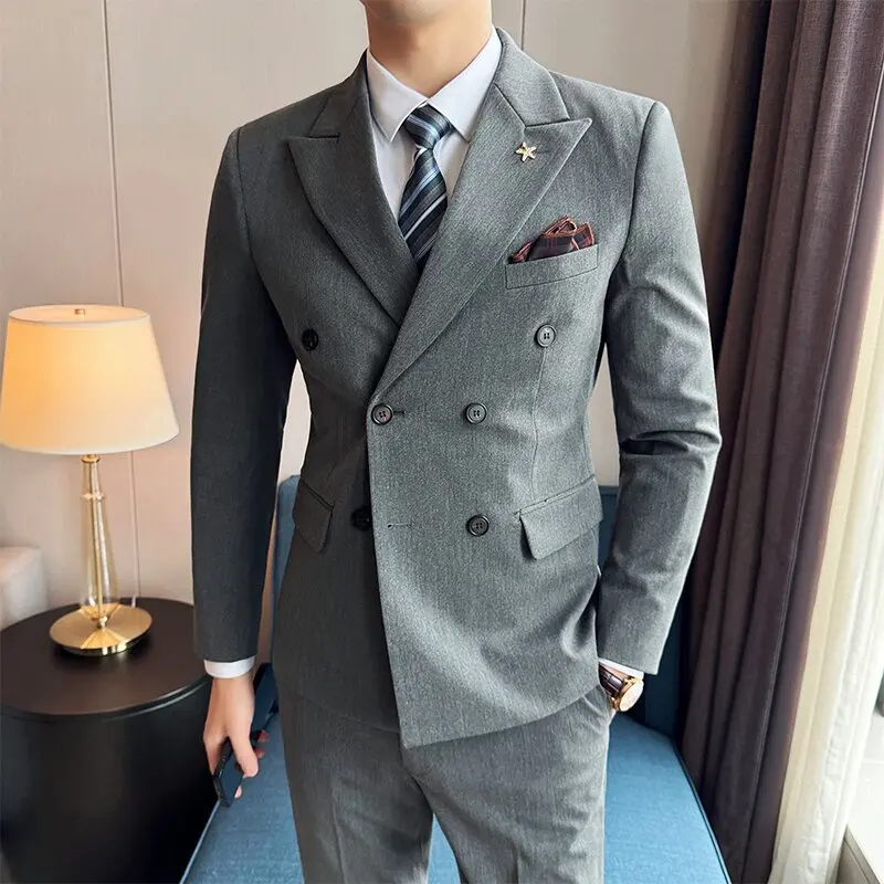 Ele Double-Row Button Men's Suit Set Casual Wedding Host Faionable Stand Fit Polyester Blend Two-Piece Suit Ensemble
Ele Double-Row Button Men's Suit Set Casual Wedding Host Faionable Stand Fit Polyester Blend Two-Piece Suit Ensemble