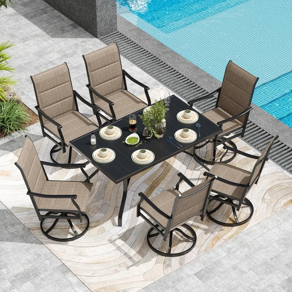 Обеденный набор для патио на 6 человек, набор из 7 обеденных столов и стульев на открытом воздухе, 6 вращающихся уличных стульев с мягкой текстилью и 6 шт.
Обеденный набор для патио на 6 человек, набор из 7 обеденных столов и стульев на открытом воздухе, 6 вращающихся уличных стульев с мягкой текстилью и 6 шт.