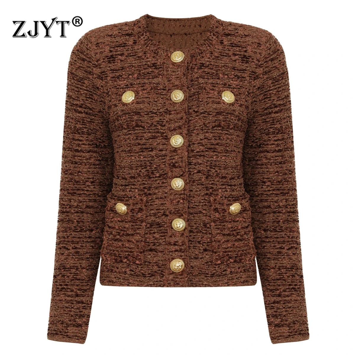 ZJYT Spring Autumn Women's Knit Tops Long Sleeve Vintage Cardigan Sweaters Coat Fashion Knitwears Brown Jumper Jersey Mujer Lady
ZJYT Spring Autumn Women's Knit Tops Long Sleeve Vintage Cardigan Sweaters Coat Fashion Knitwears Brown Jumper Jersey Mujer Lady