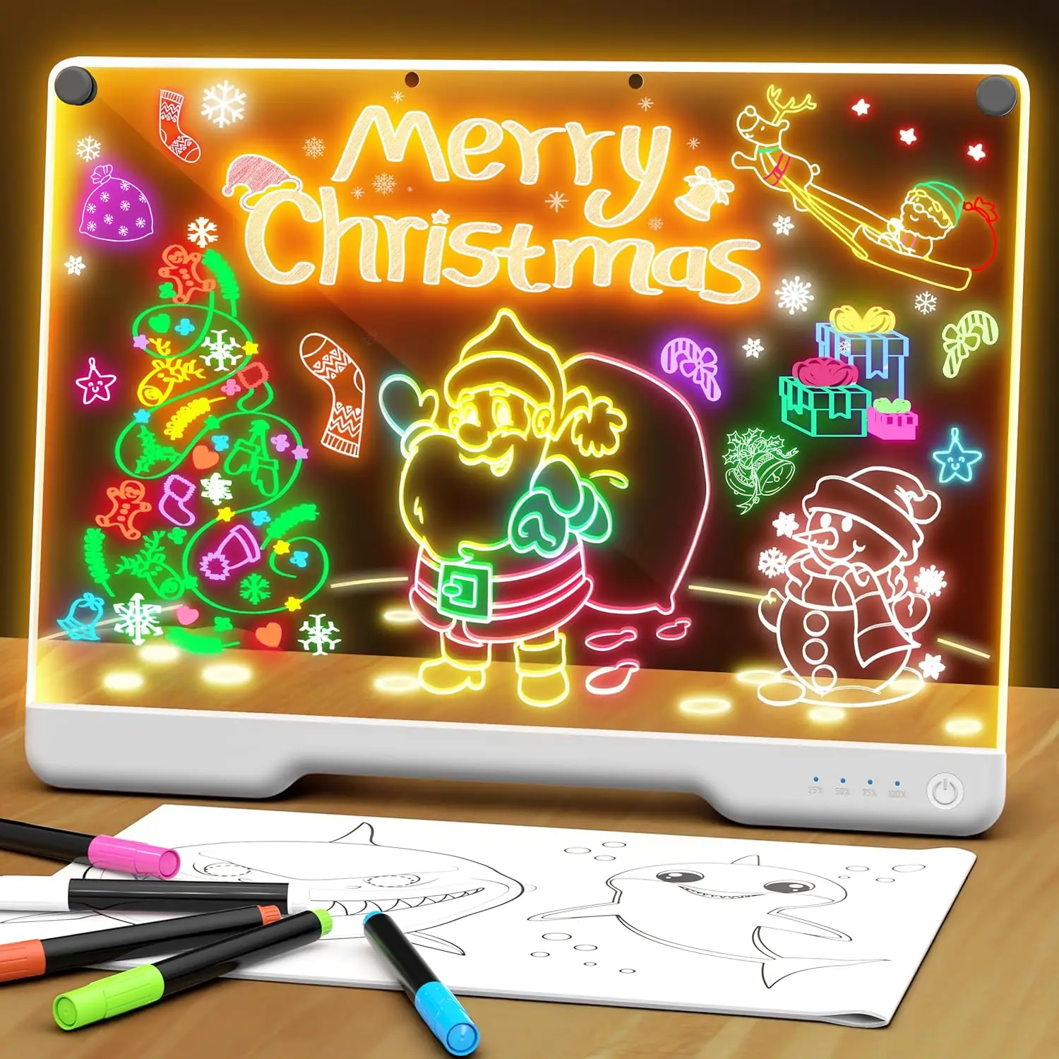 Portable LED Note Board 16-inch, Rechargeable 7 Light Effects Doodle Glow Memo Board with Stand, 5 Markers & Sketchbook for Kids
Portable LED Note Board 16-inch, Rechargeable 7 Light Effects Doodle Glow Memo Board with Stand, 5 Markers & Sketchbook for Kids