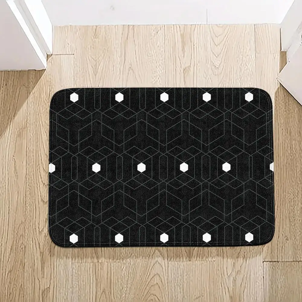 Black geometric pattern floor mat-modern simple style door mat, anti-fouling and anti-slip mat suitable for bedroom and bathroom
Black geometric pattern floor mat-modern simple style door mat, anti-fouling and anti-slip mat suitable for bedroom and bathroom