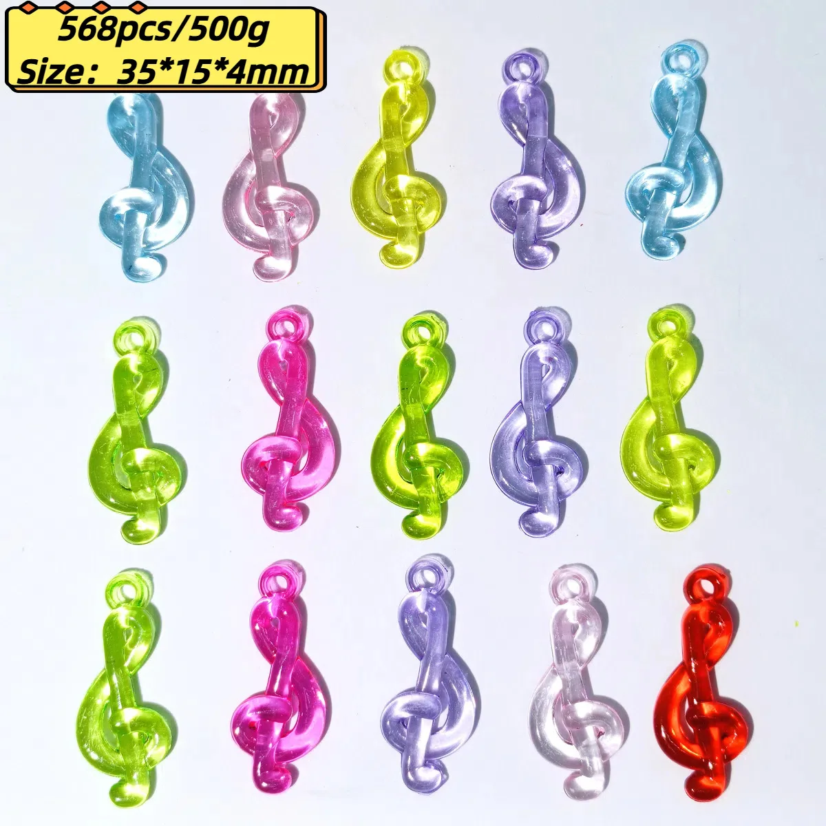 560pcs/bag acrylic colored note pendant, bead making, DIY keychain, mobile phone chain, accessory
560pcs/bag acrylic colored note pendant, bead making, DIY keychain, mobile phone chain, accessory