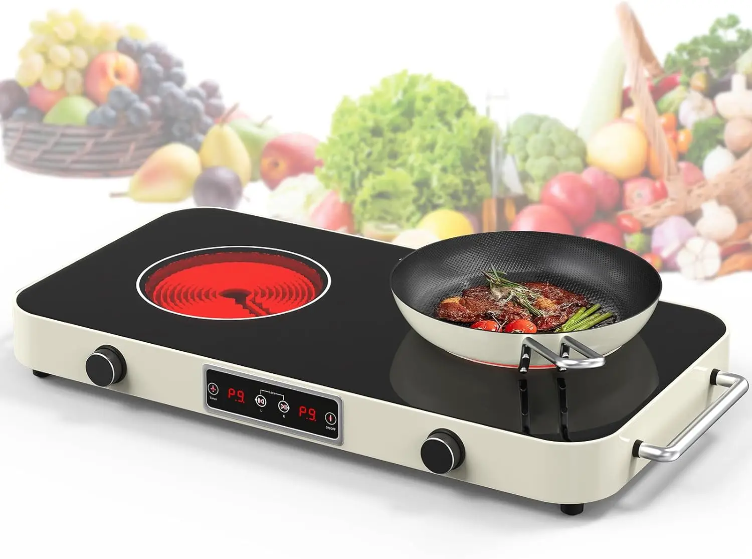 Electric Cooktop, 2200W 110V Electric burner, Electric Stove Top with 2 Handle, 2 Burner Cooktop with 9 Power
Electric Cooktop, 2200W 110V Electric burner, Electric Stove Top with 2 Handle, 2 Burner Cooktop with 9 Power