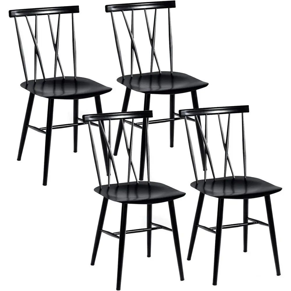 Set of 4 Windsor Style Dining Chairs with Spindle Back, Metal Frame, Suitable for Kitchen or Living Room, Black, 17 Height
Set of 4 Windsor Style Dining Chairs with Spindle Back, Metal Frame, Suitable for Kitchen or Living Room, Black, 17 Height