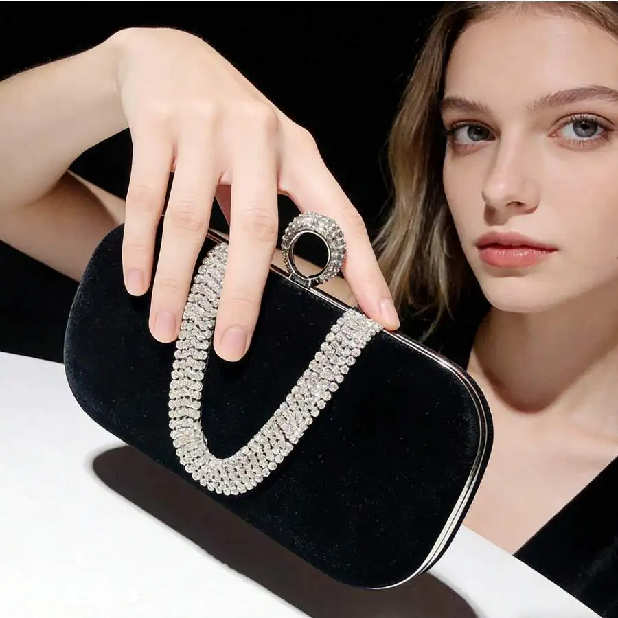 U-Shape Rhinestone Studded Velvet Evening Clutch Bag For Women Party Wedding Prom
U-Shape Rhinestone Studded Velvet Evening Clutch Bag For Women Party Wedding Prom