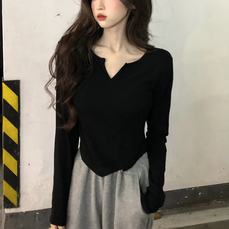 Women Long Sleeve T Shirt Spring Autumn Y2k Crop Top Casual Slim Fit Pullovers Korean V-Neck Top Streetwear Female Basic Tees
Women Long Sleeve T Shirt Spring Autumn Y2k Crop Top Casual Slim Fit Pullovers Korean V-Neck Top Streetwear Female Basic Tees