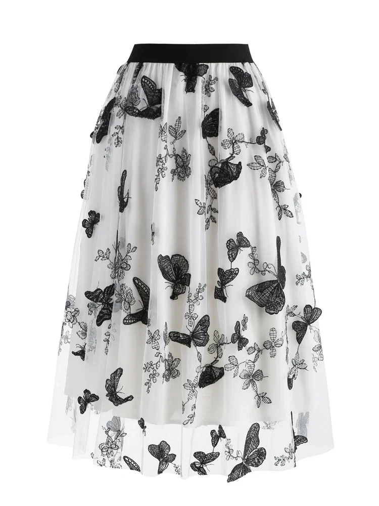 Tonval Elastic Waist Butterfly Embroidered Mesh Overlay Elegant Long Skirts for Women Vintage Midi Length Pleated Skirt JJ315
Tonval Elastic Waist Butterfly Embroidered Mesh Overlay Elegant Long Skirts for Women Vintage Midi Length Pleated Skirt JJ315