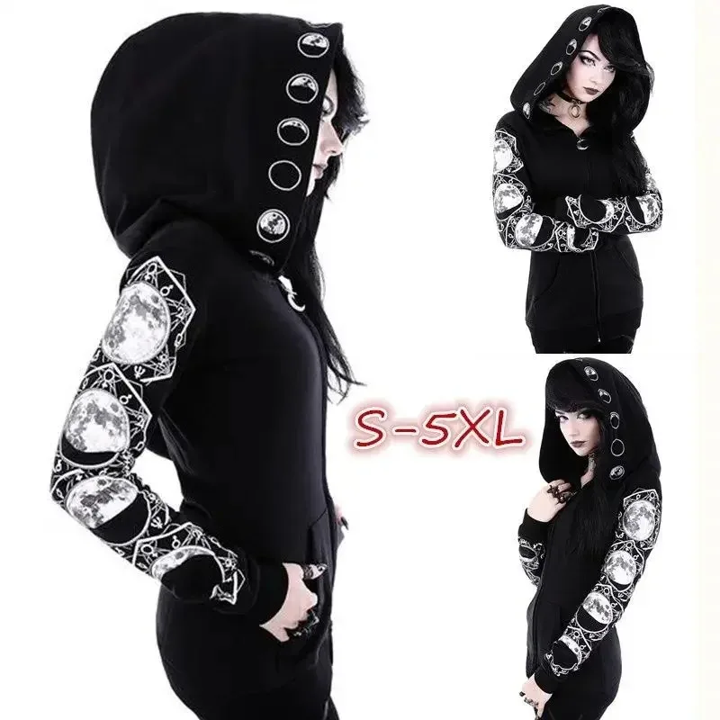 Women's Witchcraft Hooded Long Sleeve Gothic Witch Moon Women Cosplay costumes Oversized Hoodie Sweatshirt Zip Plus Size S-5XL
Women's Witchcraft Hooded Long Sleeve Gothic Witch Moon Women Cosplay costumes Oversized Hoodie Sweatshirt Zip Plus Size S-5XL