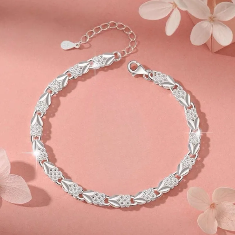 925 Sterling Silver Chain Bracelets For Women Vintage Luxury Heart Shaped Adjustable Bracelet Classic Party Charms Jewelry Gifts
925 Sterling Silver Chain Bracelets For Women Vintage Luxury Heart Shaped Adjustable Bracelet Classic Party Charms Jewelry Gifts