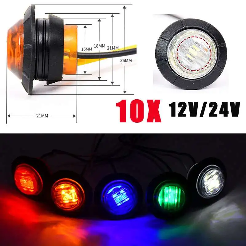 10PCS 12V 24V LED Side Marker Lights Clearence Front Rear Indicators Light for Truck Car Bus Trailer Van Caravan Boat Taillight
10PCS 12V 24V LED Side Marker Lights Clearence Front Rear Indicators Light for Truck Car Bus Trailer Van Caravan Boat Taillight