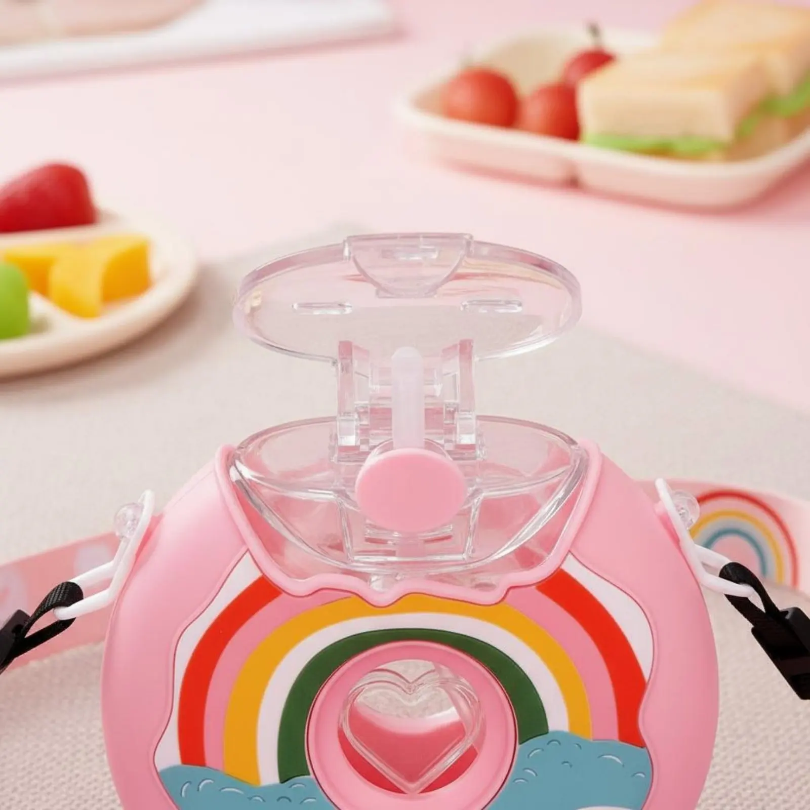 Donut Water Bottle Leak-Resistant Donut Shaped Spout Bottle Kids Straw Bottle with Strap Food-Grade Material for Young Children
Donut Water Bottle Leak-Resistant Donut Shaped Spout Bottle Kids Straw Bottle with Strap Food-Grade Material for Young Children