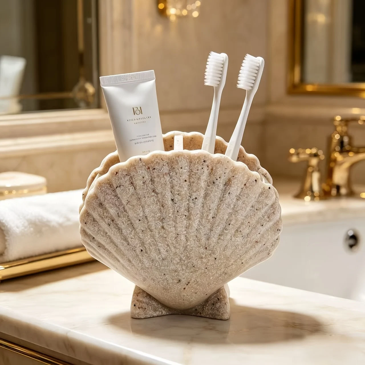 Shell-shaped Resin Toothbrush Holder, Creative Countertop Bathroom Storage, Toothpaste and Toothbrush Organizer, Aesthetic Beach
Shell-shaped Resin Toothbrush Holder, Creative Countertop Bathroom Storage, Toothpaste and Toothbrush Organizer, Aesthetic Beach