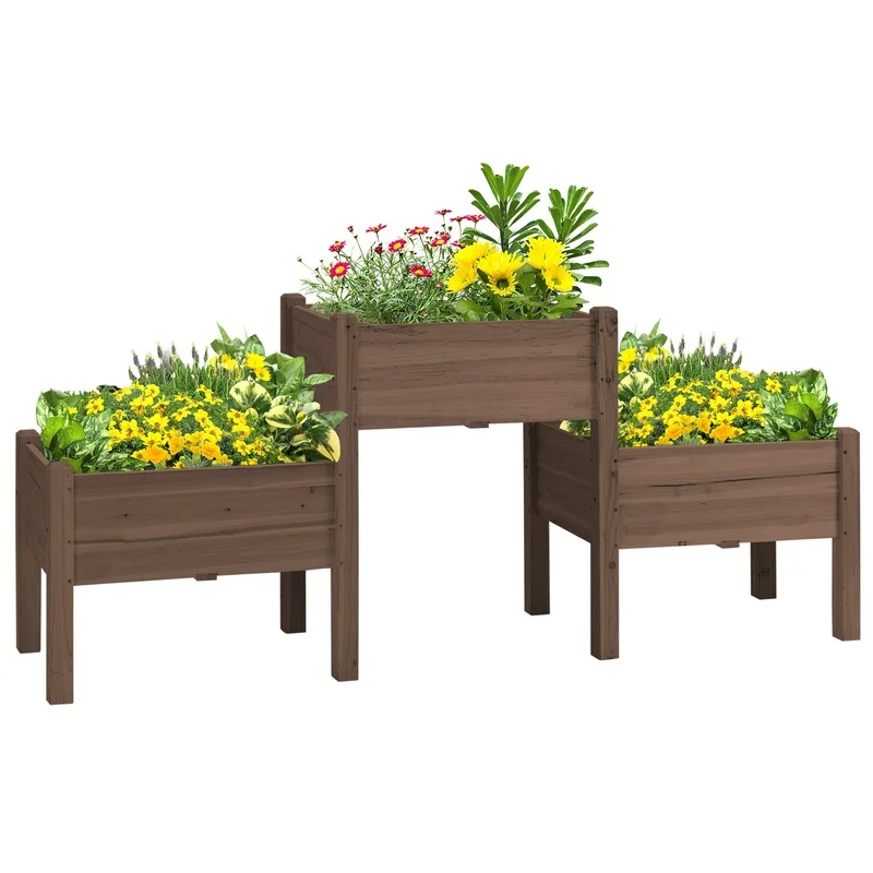 Outsunny Elevated Garden Bed with 3 Planter Boxes, Wooden Plant Stand for Vegetables Herbs Flowers, Drainage Holes, Coffee-Style Design
Outsunny Elevated Garden Bed with 3 Planter Boxes, Wooden Plant Stand for Vegetables Herbs Flowers, Drainage Holes, Coffee-Style Design