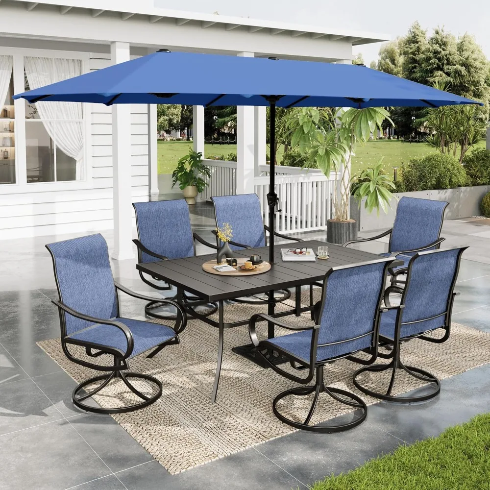 Набор для патио с зонтиком, 8 предметов, обеденный набор для улицы на 6 человек с большой зонтиком для патио длиной 13 футов, темно-синий, 6 синих поворотных зонтов
Набор для патио с зонтиком, 8 предметов, обеденный набор для улицы на 6 человек с большой зонтиком для патио длиной 13 футов, темно-синий, 6 синих поворотных зонтов