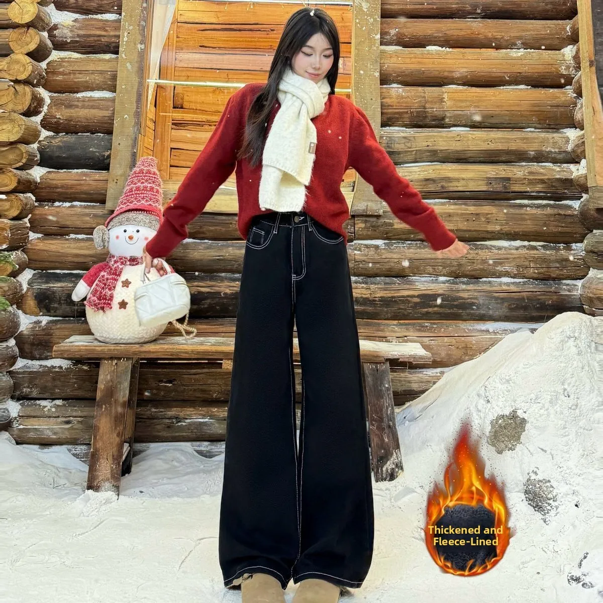 Женские джинсы с высокой талией и широкими штанинами на флисовой подкладке, осенне-зимняя новинка, элегантные брюки прямого кроя премиум-класса
Женские джинсы с высокой талией и широкими штанинами на флисовой подкладке, осенне-зимняя новинка, элегантные брюки прямого кроя премиум-класса