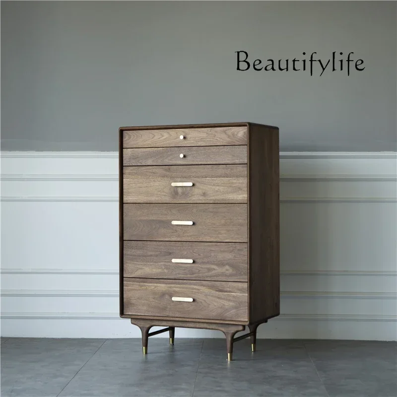 N Nordic black walnut solid wood six-chest cabinet light luxury simple drawer storage entrance cabinet medieval furniture
N Nordic black walnut solid wood six-chest cabinet light luxury simple drawer storage entrance cabinet medieval furniture