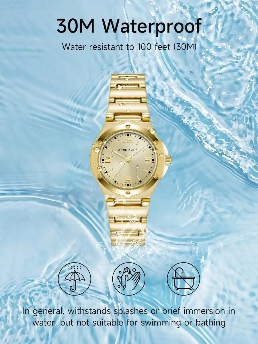 Womens Gold Tone Quartz Bracelet Watch Light Champagne Dial Round Analog Waterproof 30M
Womens Gold Tone Quartz Bracelet Watch Light Champagne Dial Round Analog Waterproof 30M