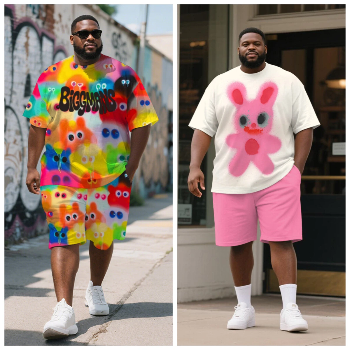 S-9XL Big & Tall Colorful Spray Doodle Monster Bunny Print Tee & Shorts 2Pcs Street Casual Set
S-9XL Big & Tall Colorful Spray Doodle Monster Bunny Print Tee & Shorts 2Pcs Street Casual Set