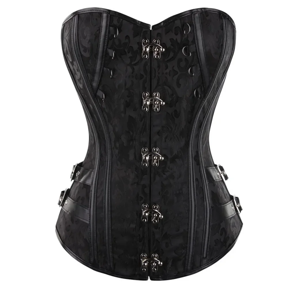 Gothic Steampunk Corset Overbust - Black Leather Corselet with Vintage Pirate Style & Embroidery Floral Design
Gothic Steampunk Corset Overbust - Black Leather Corselet with Vintage Pirate Style & Embroidery Floral Design