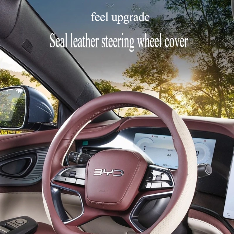 For BYD Seal 07DMI Leather Steering Wheel Cover Car Interior Modified Non-slip Sweat-absorbing Breathable Handle Cover
For BYD Seal 07DMI Leather Steering Wheel Cover Car Interior Modified Non-slip Sweat-absorbing Breathable Handle Cover