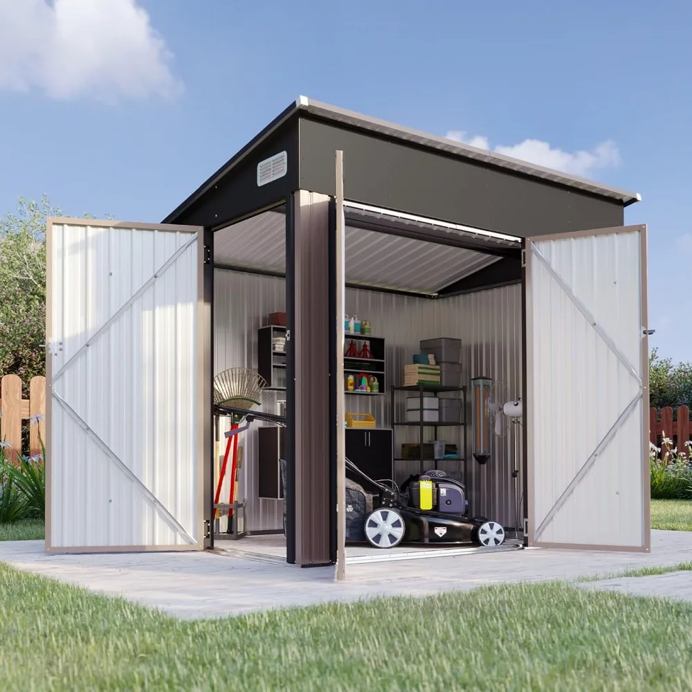 7.5'x5.5' Outdoor Storage Shed with Triple Lockable Doors, Metal Storage Cabinets with Sloping Roof for Tools and Bikes
7.5'x5.5' Outdoor Storage Shed with Triple Lockable Doors, Metal Storage Cabinets with Sloping Roof for Tools and Bikes