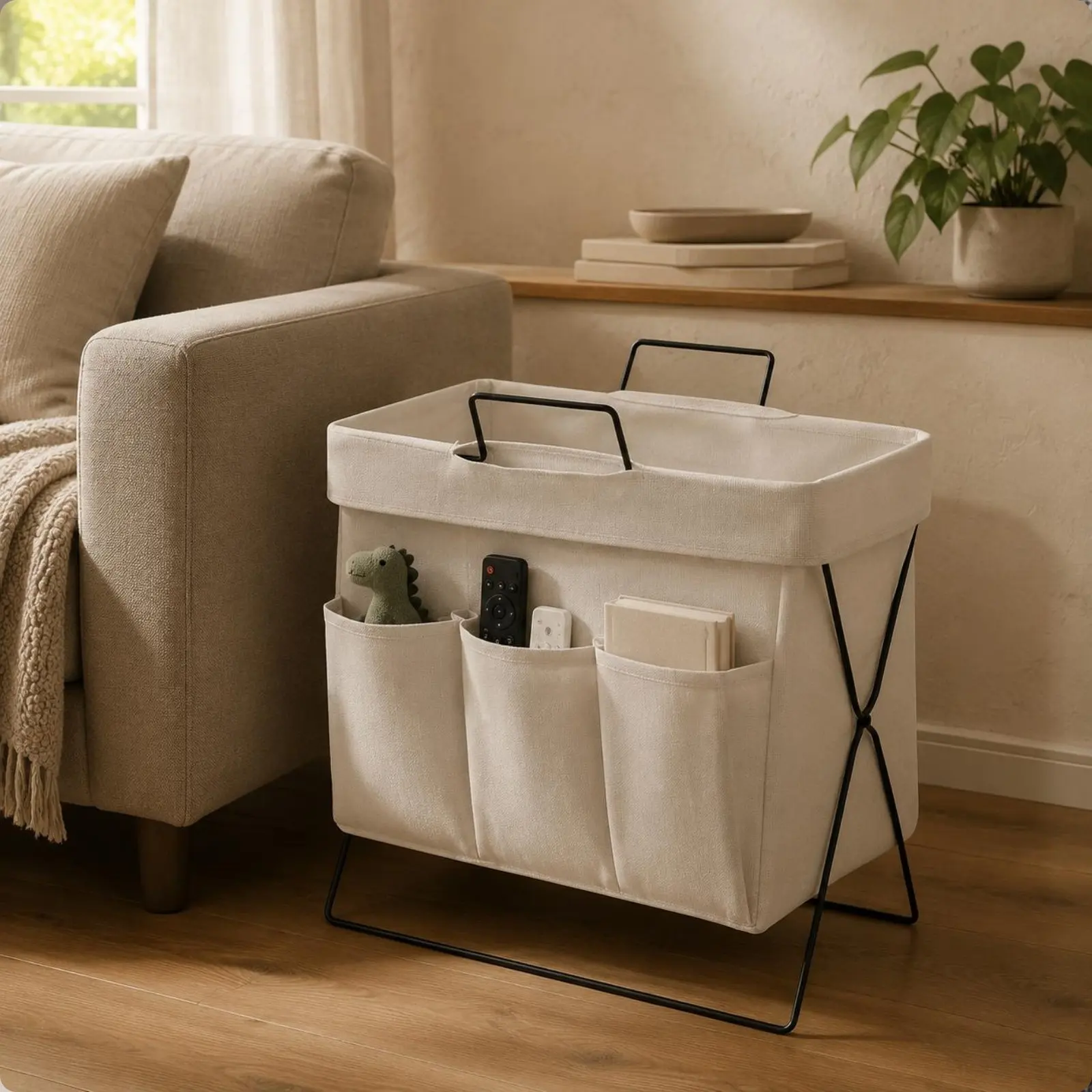 Standing Storage Basket Metal Stand Textile Organizer Basket Foldable Easy to Clean for Bedroom, Office
Standing Storage Basket Metal Stand Textile Organizer Basket Foldable Easy to Clean for Bedroom, Office