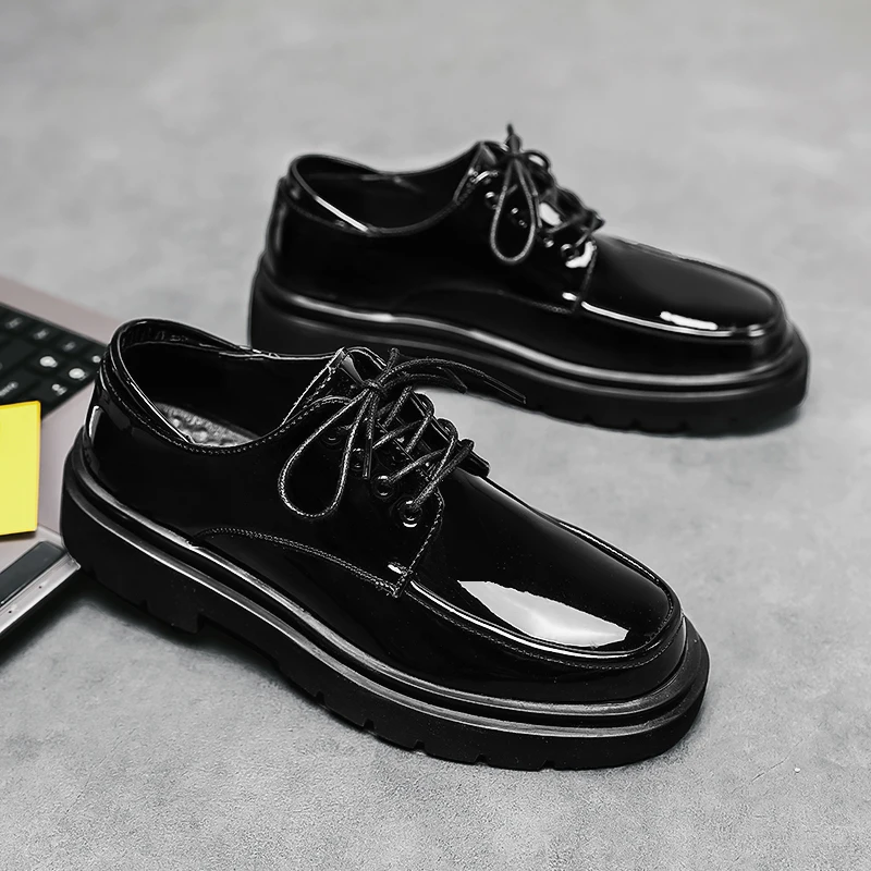 Men's Black Patent Leather Platform Shoes Thick Sole Lace-Up Business Casual Oxfords Non-Slip Height Increasing Formal Dress Sho
Men's Black Patent Leather Platform Shoes Thick Sole Lace-Up Business Casual Oxfords Non-Slip Height Increasing Formal Dress Sho