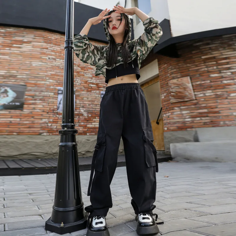 Girls Hip Hop Jazz Clothes Sets Camouflage Hooded T-shirt + Crop Top + Cargo Pants Children Performance Street Dance Costumes
Girls Hip Hop Jazz Clothes Sets Camouflage Hooded T-shirt + Crop Top + Cargo Pants Children Performance Street Dance Costumes