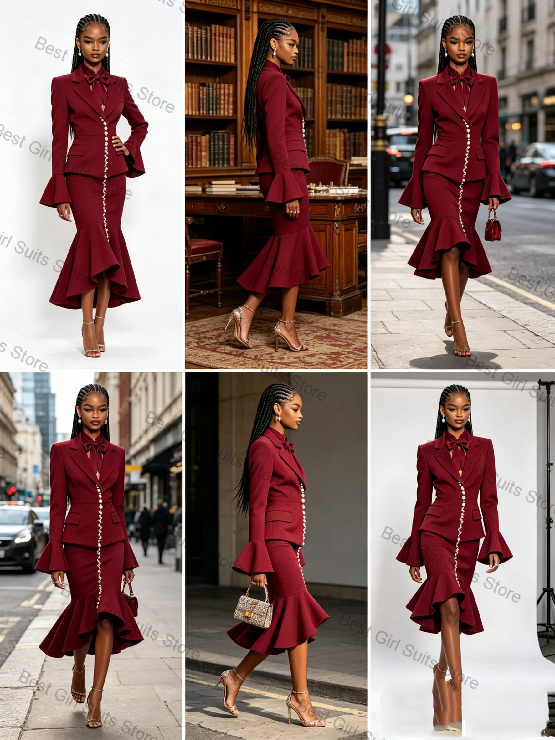 Pearls Burgundy Women Suit Skirt Set 2 Pcs Blazer+Prom Dress Formal Office Lady Jacket Customized Wedding Coat(No Back Pearls)
Pearls Burgundy Women Suit Skirt Set 2 Pcs Blazer+Prom Dress Formal Office Lady Jacket Customized Wedding Coat(No Back Pearls)