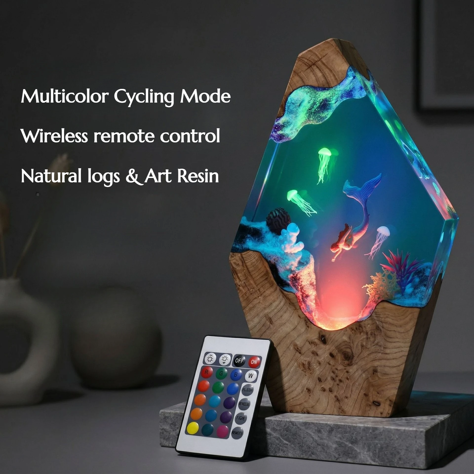 Water World Ocean Mermaid Jellyfish Solid Resin Lamp Sculpture Decoration for Home Desktop Atmosphere Gift Craft Piece
Water World Ocean Mermaid Jellyfish Solid Resin Lamp Sculpture Decoration for Home Desktop Atmosphere Gift Craft Piece