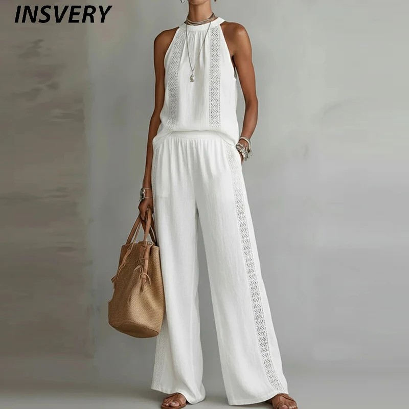 Jacquard Design Vest Sleeveless T Shirt Loose Wide Leg Pants Suit Women Summer Casual Two Piece Set Holiday Commuting Outfits
Jacquard Design Vest Sleeveless T Shirt Loose Wide Leg Pants Suit Women Summer Casual Two Piece Set Holiday Commuting Outfits