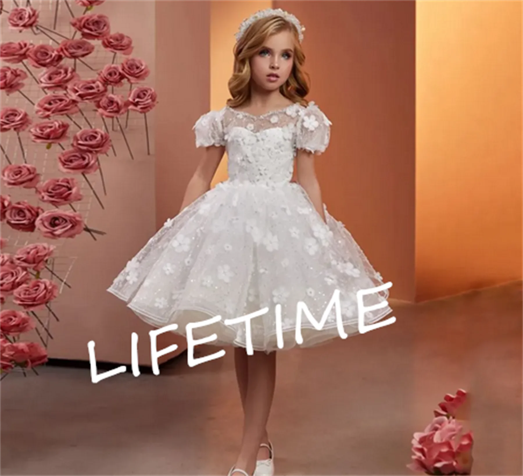 Flower Girls Dress For Party And Wedding Short Puff Sleeves 3D Flowers Lace Pageant Dresses Kids Birthday Gown
Flower Girls Dress For Party And Wedding Short Puff Sleeves 3D Flowers Lace Pageant Dresses Kids Birthday Gown
