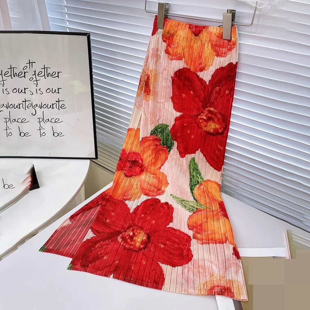 Summer thin high waisted slimming pleated skirt, short to medium length straight tube hip hugging split pleated skirt
Summer thin high waisted slimming pleated skirt, short to medium length straight tube hip hugging split pleated skirt