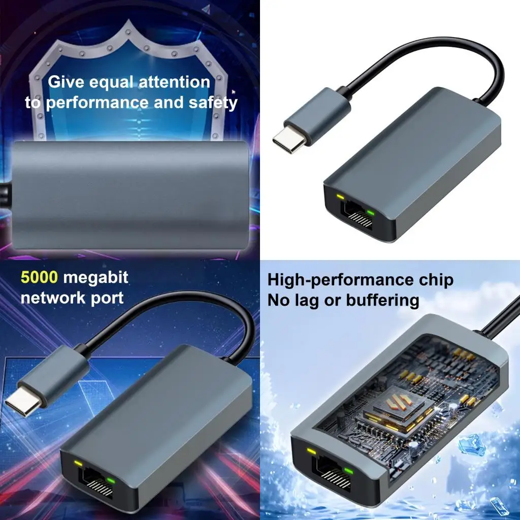 USB 3.2 Type C Type C to RJ45 Ethernet Converters 5000Mbps Fast Speed Networking Adapter Aluminum Alloy 601E
USB 3.2 Type C Type C to RJ45 Ethernet Converters 5000Mbps Fast Speed Networking Adapter Aluminum Alloy 601E