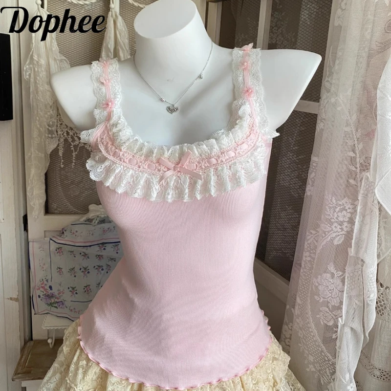 Dophee Hot Chick Slimming Basic Tops Japan Style Cute Lace Bow O-neck Pullover Lolita Shirts Elegant Sleeveless Women Tanks Top
Dophee Hot Chick Slimming Basic Tops Japan Style Cute Lace Bow O-neck Pullover Lolita Shirts Elegant Sleeveless Women Tanks Top