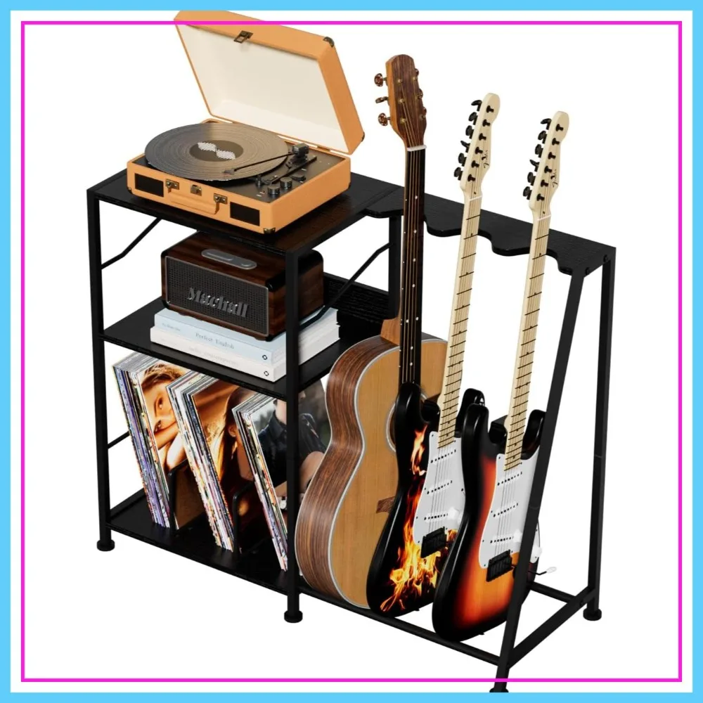 3 Tier Guitar Stand for Acoustic, Electric Bass, Vinyl Record Storage Up to 200 Albums, Brown Shelf
3 Tier Guitar Stand for Acoustic, Electric Bass, Vinyl Record Storage Up to 200 Albums, Brown Shelf