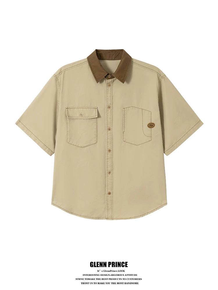 GPstudio American Retro Color Block Collar Short Sleeve Workwear Shirt Men's Detroit Washed Pure Cotton Shirt Loose Fit Summe...
GPstudio American Retro Color Block Collar Short Sleeve Workwear Shirt Men's Detroit Washed Pure Cotton Shirt Loose Fit Summe...