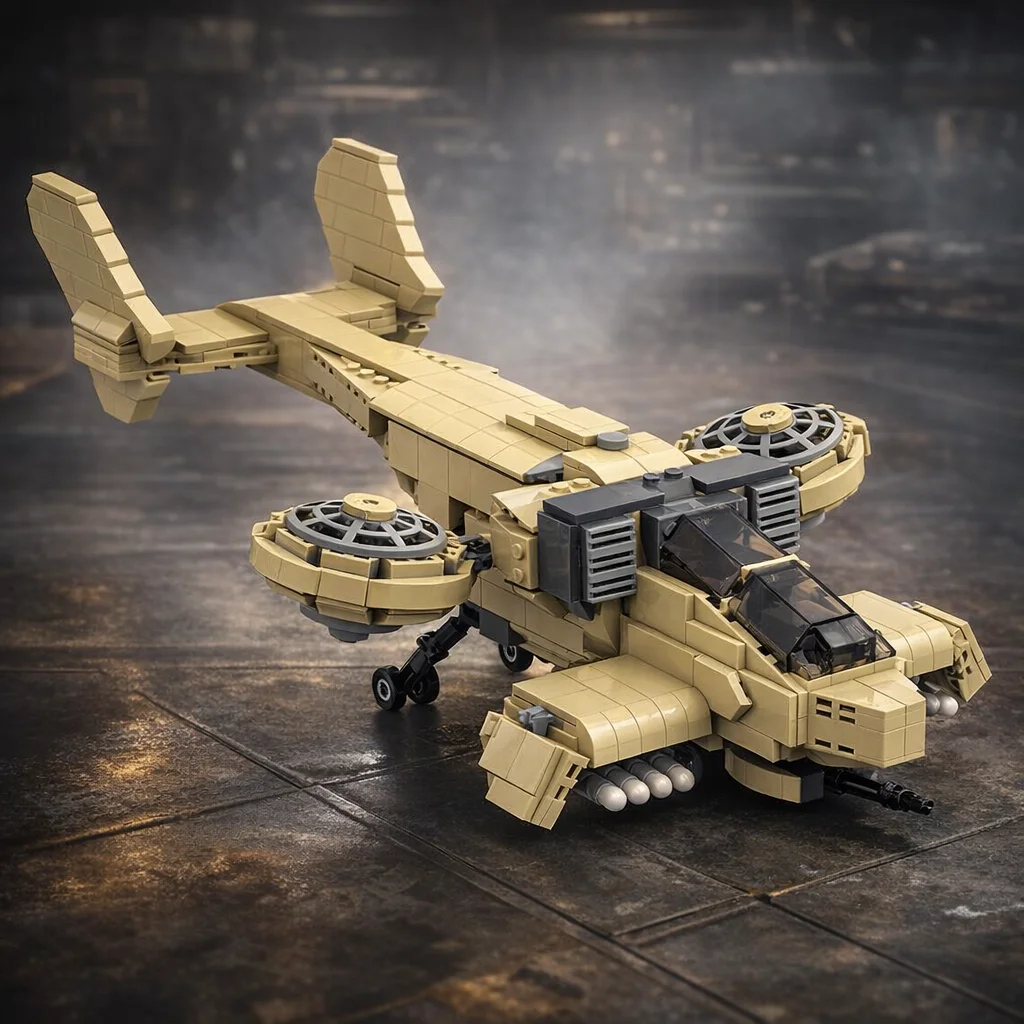 Sci-Fi Orca Gunship Building Blocks, Military Tactical Aircraft Model, Desert Tilt-rotor MOC Bricks, DIY Construction Set
Sci-Fi Orca Gunship Building Blocks, Military Tactical Aircraft Model, Desert Tilt-rotor MOC Bricks, DIY Construction Set