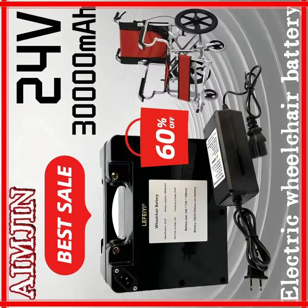 24V Special battery for electric wheelchair 30000mAh 18650 Lithium-ion battery pack with 29.4V 2A charger
24V Special battery for electric wheelchair 30000mAh 18650 Lithium-ion battery pack with 29.4V 2A charger