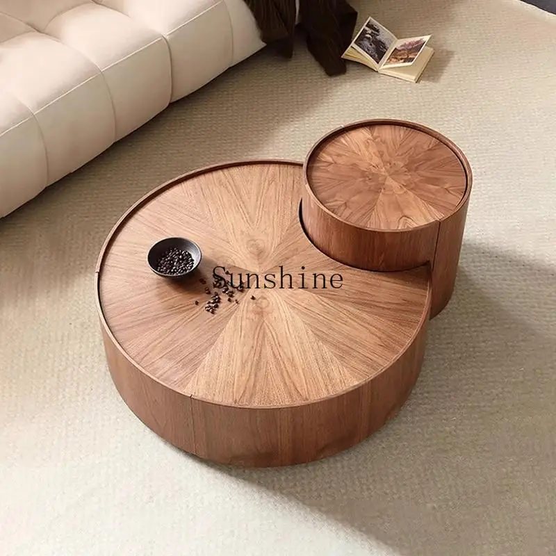 Modern minimalist medieval round coffee table creative mobile high-end walnut
Modern minimalist medieval round coffee table creative mobile high-end walnut