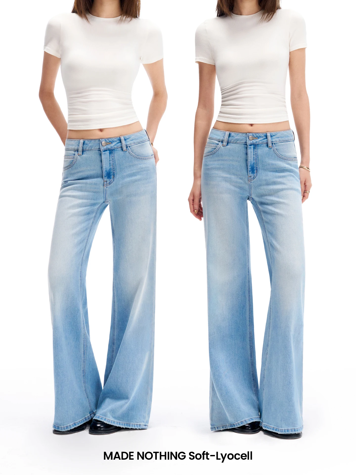 Soft Waed Ice Blue Flare Denim Jeans Women's Casual Wide Leg Pants l Waist Rigid Fabric Spring Summer Ladies Jeans
Soft Waed Ice Blue Flare Denim Jeans Women's Casual Wide Leg Pants l Waist Rigid Fabric Spring Summer Ladies Jeans