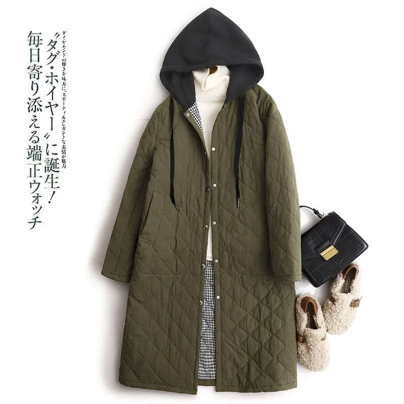 Pop Quilted Coats Lightweight Cotton Added Jackets For Women Long Sleeved Knee-length Hooded Casual Vintage Winter Women Clothin
Pop Quilted Coats Lightweight Cotton Added Jackets For Women Long Sleeved Knee-length Hooded Casual Vintage Winter Women Clothin