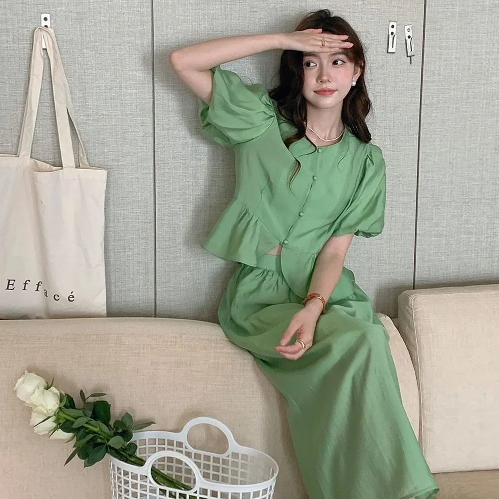 Gentle Wear Summer Bubble Sleeve Shirt Skirt Suit Women's High Two-piece Set Faldas Clothes for Women Skirts
Gentle Wear Summer Bubble Sleeve Shirt Skirt Suit Women's High Two-piece Set Faldas Clothes for Women Skirts