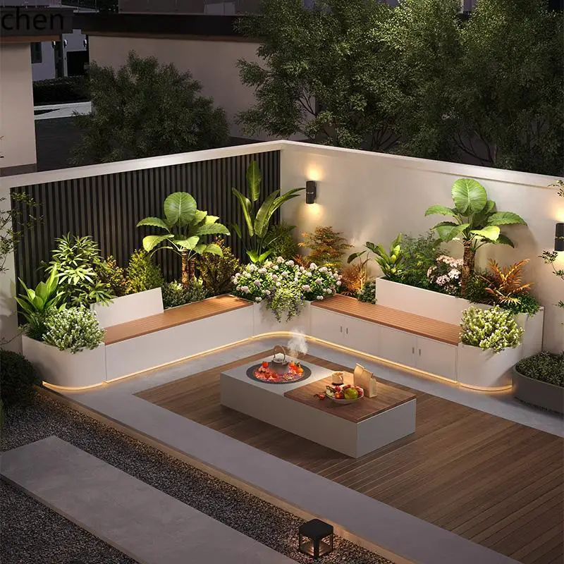 HTT Outdoor Courtyard Stainless Steel Flower Box Seat Bench Combination Outdoor Flower Bed Landscaping
HTT Outdoor Courtyard Stainless Steel Flower Box Seat Bench Combination Outdoor Flower Bed Landscaping